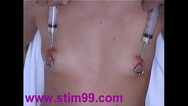 Nytt Injection Saline in Breast Nipples Pumping Tits & Vibrator filmene mine