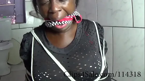 Baru black slave gagged with her own panties tries to get rid of the ropes Film saya