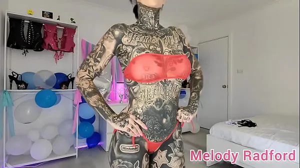 Nuovo Sheer Black and Red Skimpy Micro Bikini try on Melody Radford miei film
